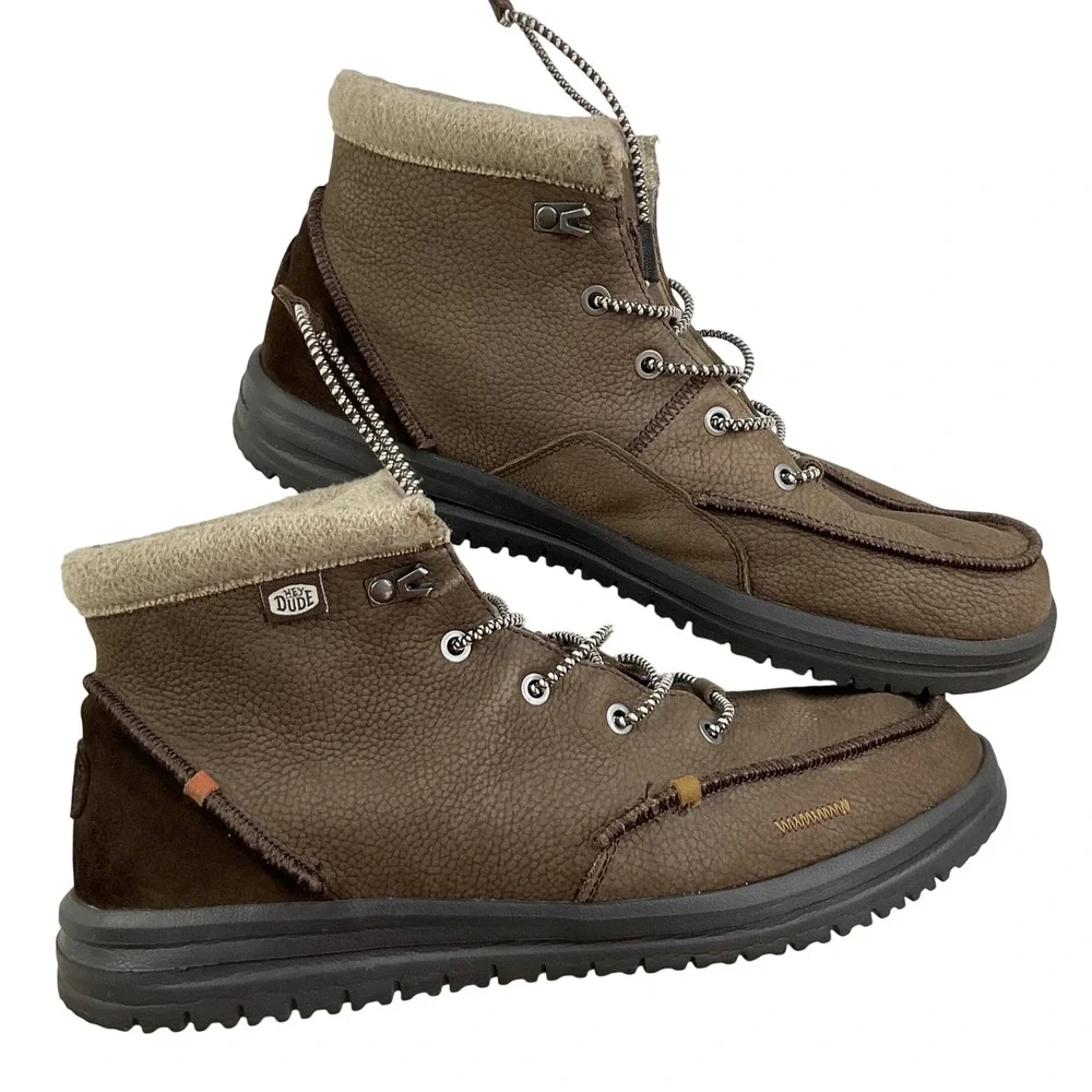 Hey Dude Bradley Boots Leather Brown Mens 13 Ankle Chukka Moc Toe 40189-255
